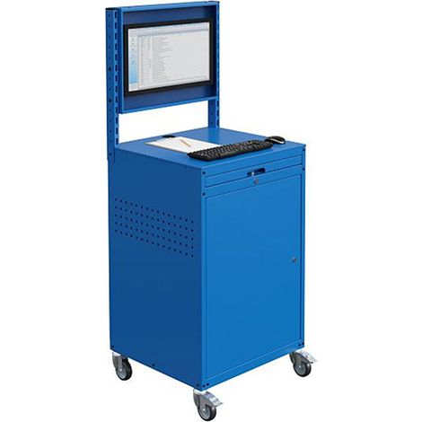 Armadio mobile per computer - Blu RAL5015 - Schermo inclinabile - W040010028-GCBI