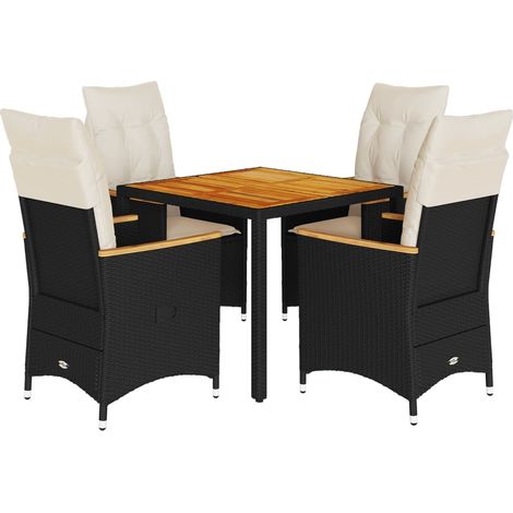 Maison Exclusive - Set da Pranzo da Giardino 5 pz Nero con Cuscini in Polyrattan (1/5)