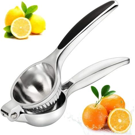 Espremedor Manual de Citrinos com Copo Aço Inoxidável Cabo Ergonómico Antiderrapante com Filtro Apto para Máquina de Lavar Louça Portátil (1/5)