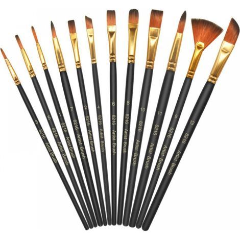 (12PCS) Acrylic Brush - Smooth Nylon Tip Pen for Fine Art - For Acrylic and Watercolor Painting (1/5)