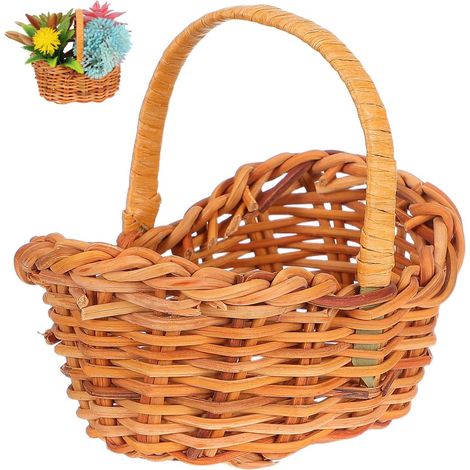 Mini Panier en Rotin Tressé Petit Panier De Pique- en Osier avec Anse À Fleurs pour Maison De Poupée Pâques Noël Mariage Décoration De Jardin Féerique (1/5)