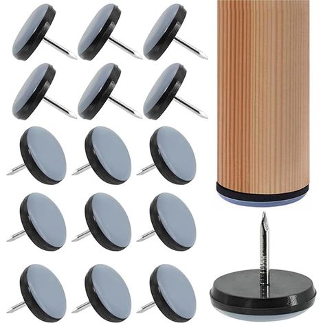30 Pièces - Patin Glisseur - Accessoire Meuble - Protection Sol Réduction Bruit Pour Chaise Table Canapé Noir 2,2cm (1/5)