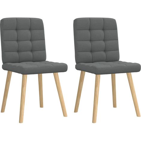 Sillas de comedor 2 unidades tela gris oscuro