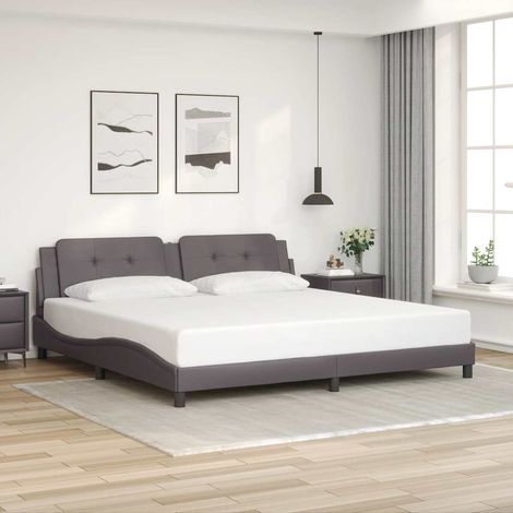 Cadre de lit sans matelas,Structure de lit,Lit Adulte Zadar gris 200x200 cm similicuir (1/5)
