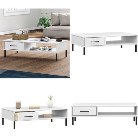 Table basse avec pieds en métal Blanc Bois pin massif OSLO - Table Basse - Meuble TV - Table D'appoint - Table Design - Table Bois - Home & Living (1/5)