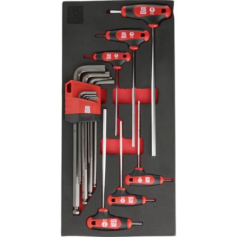 Rs Pro – Jeu de clés Allen en L – 15 pièces – Tête sphérique 9mm – Acier – Bras long pour accès en profondeur (1/4)