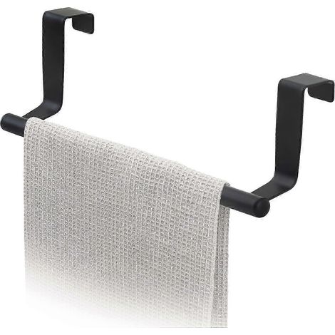 Schwarzer, wandmontierter Küchenhandtuchhalter aus Edelstahl, gebürstete Oberfläche, robuster Handtuchhalter (1/5)
