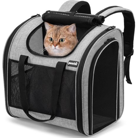 Sac à Dos Chat Chien Extra Large, Sac Transport pour Chat Petit Chien Respirant, Sac a Dos de Transport Chat avec Matelas en Amovible (1/5)