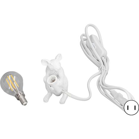 Lampe souris moderne en résine E12, déco créative de bureau pour chambre salon, 110-220V blanc prise US (1/5)