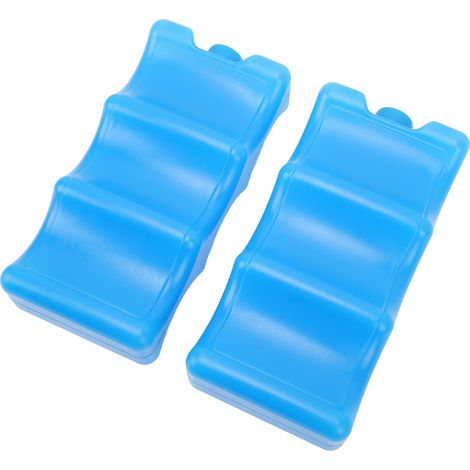 Lot de 2 poches de glace pour lait maternel, forme ergonomique bleue, réutilisables, compresses froides pour maman active, conservation du lait (1/5)