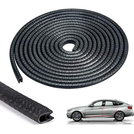 Sollbry Protectores de borde para puerta de coche, 10 m, sello de goma en forma de U, protección anticolisión (10 m, negro) (1/5)