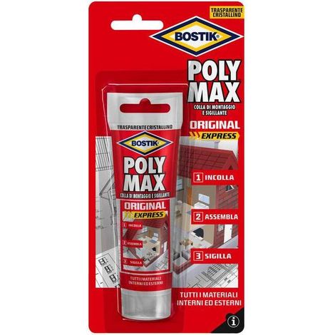 12 x BOSTIK POLYMAX ORIGINAL  75 G CRISTAL BLISTER