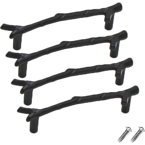 Set mit 4 Vintage-Schubladenknöpfen aus Zinklegierung für Schränke, Schubladen, Landhausstil, Cottage (128 mm, schwarz) (1/5)