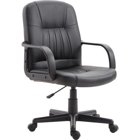 easycomfort sedia da ufficio ergonomica e girevole, poltrona da ufficio con altezza regolabile in similpelle 60×60×90-99cm nero (1/5)