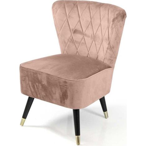 POLTRONA IN VELLUTO CON GAMBE NERE 63.5 X 66 X 84 CM CM COLORE ROSA CIPRIA