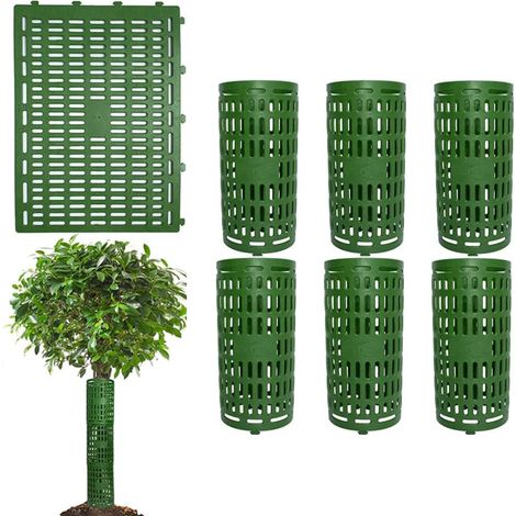 Lot de 6 protections de tronc d'arbre imperméables en plastique robuste et réglable pour le jardin (1/5)
