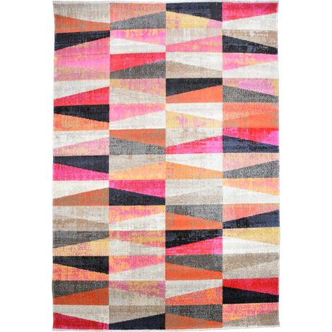 Tapis extérieur kilim 120x170 rouge et beige rectangle EXT CONTO