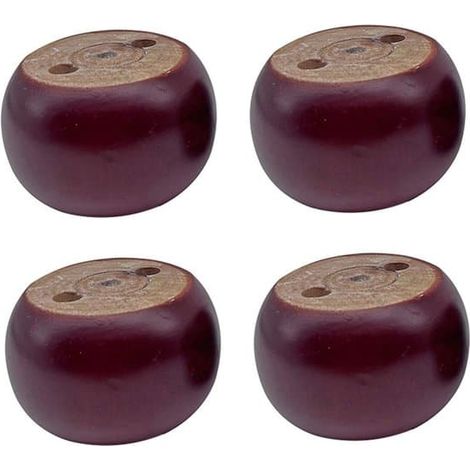 Lot de 4 protège-pieds de chaise, protège-meubles ronds, décoration en bois massif pour pieds de TV/canapé/table, rouge-brun (1/5)