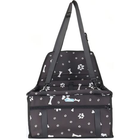 Siège de sécurité pour chiens et chats avec motif empreinte de patte, ventilé, comprend 1 crochet. (1/3)