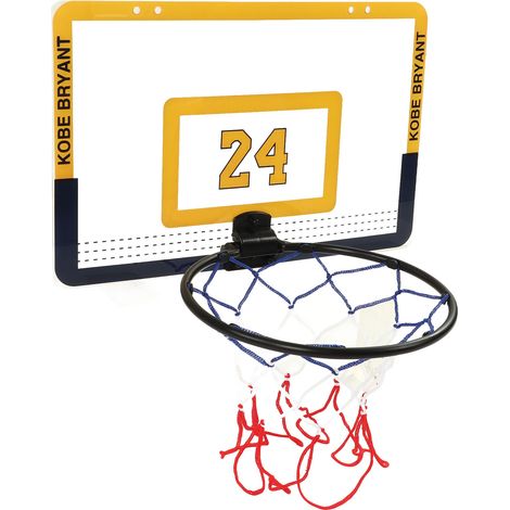 Panier de basket pliable pour enfants avec crochet de suspension, pompe à ballons et jeu de basket-ball jaune (1/5)