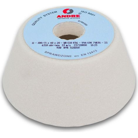 Muela abrasiva de copa Andre 125 mm x 40 mm x 20 mm 99A46K7VE01-30 blanca "TIPO 11" (1/3)