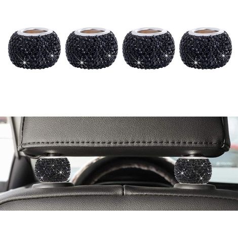 4 Colliers de réparation de voiture Pack ， Colliers de repos de tête de voiture Anneaux Decor Bling Crystal Diamond (noir) (1/5)