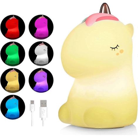 Luz nocturna de silicona para bebés con luces LED que cambian de color para la decoración del dormitorio de niñas, USB (1/5)