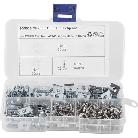 Juego de 200 abrazaderas de manguera de acero al manganeso con kit de tornillos autorroscantes para herrajes de montaje de vehículos automotores - Crezuo