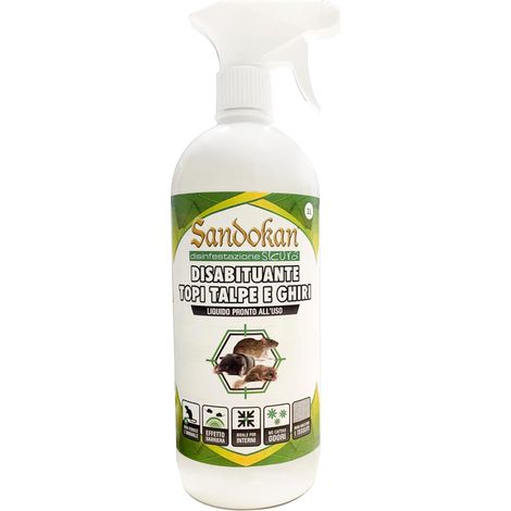 Disabituante per Topi, Ratti, Talpe e ghiri 1000 ml, Effetto Barriera Repellente Olfattiva naturale Sandokan (1/4)