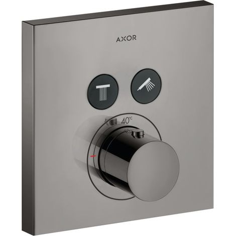 AXOR ShowerSolutions Termostato empotrado cuadrado para 2 salidas Polished Black Chrome, 36715330