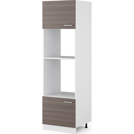 Dispensa universale R-Line, Grigio, 60 cm con ripiani e ante a giorno, Vicco