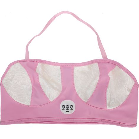 Masque de massage électrique pour poitrine, stimulateur de croissance mammaire, appareil vibrant avec soutien-gorge, rose et blanc, rechargeable (type USB) (1/5)