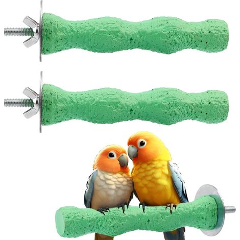 Perchoir Oiseau - 2 Pièces - Résine Et Fer - Lime Bec Et Griffes - Antidérapant - Pour Cage Perroquet - 14,5x4 Cm (1/5)
