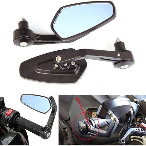 Motorradspiegel 7/8" (22 mm) Lenkerendenspiegel, blendfrei, für Yamaha, Suzuki, Kawasaki