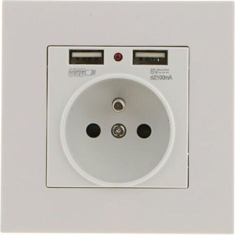 Prise Murale, Prise Electrique Murale avec Double USB 5V/2100mA, Prise Encastrable avec 2 Ports de USB Pratique et Manialble (1/5)