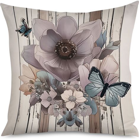 Housse de coussin bois floral, style nature élégant (1/5)