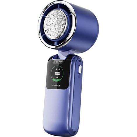 Ventilateur portable avec affichage numérique LED - 4000 mAh - Alliage d'aluminium bleu (1/5)