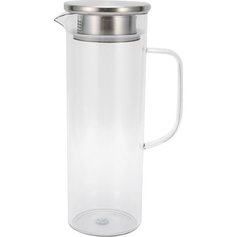 1100-ml-Kaltwasserflasche, transparenter Krug mit Edelstahldeckel für Säfte und Getränke, für den Heimgebrauch, Frischhaltebehälter (1/5)