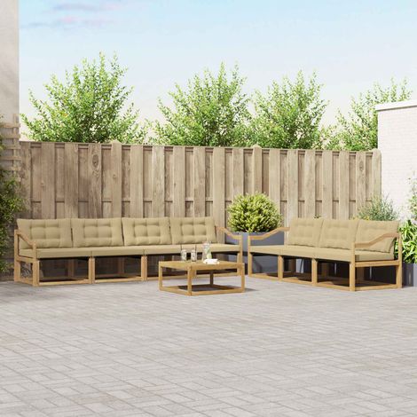 vidaXL Outdoor-Sofagarnitur 8 pcs Weiß und Beige (1/5)