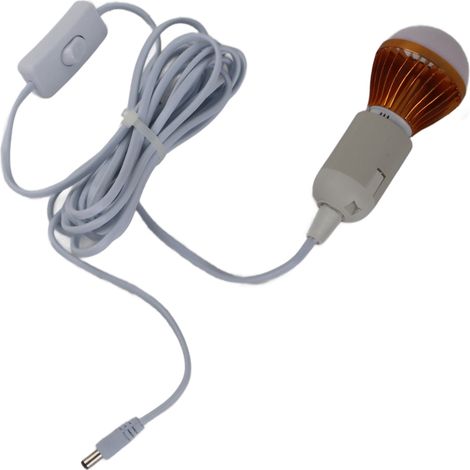 Lampe LED Solaire Blanche 5W E27 Ampoule Spirale pour Tente Camping, Ligne DC 3m, 12V (1/5)