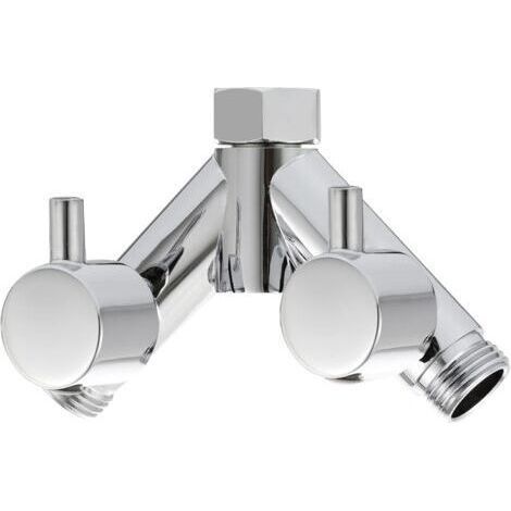 Messing-Umstellventil für Dusche – 2-Wege – Y-Verteiler – 1/2" – Für Duschschlauch und Duschkopf – Chrom (1/5)
