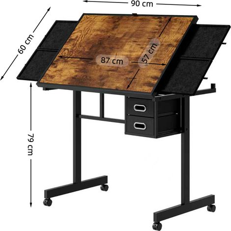 1000-teiliger Puzzle-Tisch – Puzzle-Schreibtisch mit Füßen und Stauraum – robuste Metallplatte 90 x 60 cm – 2 Schubladen und 4 Sortierfächer – Schwarz