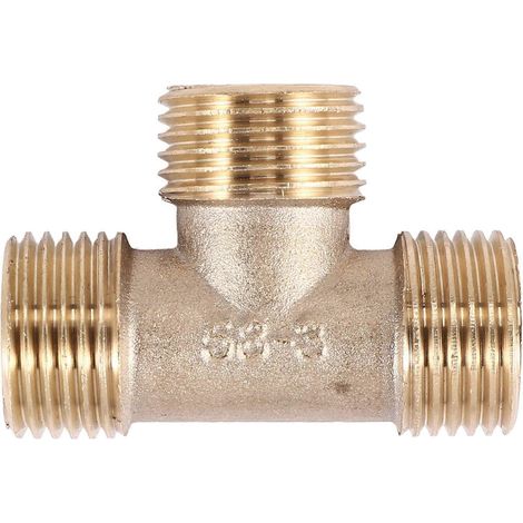 Messing T-förmiger Wasser-/Kraftstoffrohr-Adapter mit 1/2"-Außengewinde, goldfarben (1/5)