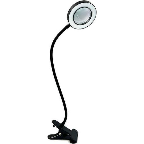 Lampe de bureau LED à pince avec loupe x5, éclairage orientable à 360° et 3 modes d'éclairage, idéale pour le lit, le bureau, le travail et les loisirs créatifs - 1 pièce (1/5)