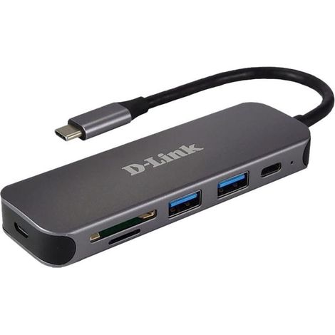 D-Link DUB-2325 Hub USB-C 5 en 1 avec 2 Ports USB 3.0, Port USB-C, Lecteur de Carte SD/MicroSD pour PC, MacBook (1/2)