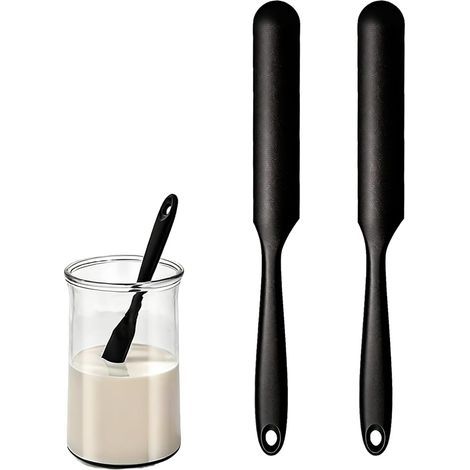 2 Pcs Silicone Jar Spatula, Flexible Heat Resistant Jar Scraper 230℃, Mixing Yeast Sauces, Suitable for Small Containers and Pots (1/5)