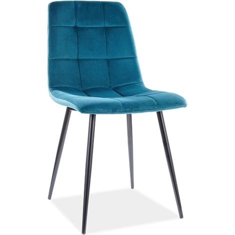 Chaise design métal noir & velours turquoise Frigg (1/5)