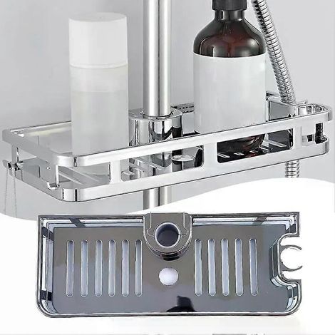 1 Badezimmer-Ablage, Hängestange, Duschkorb, Ablagefach, 285 x 110 mm, Organizer-Tablett, Badezimmerarmatur (1/4)