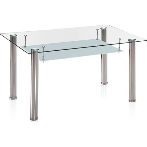 Mesa de comedor Tyra Cristal - Cromo 80cm (ancho) x 75cm (alto) (1/5)