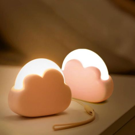 Pack of rechargeable, dimmable LED night lights for children, with 4 brightness levels and a silicone cable, ideal for decorating a baby's room (PINK) [Energy Class A] (1/5)